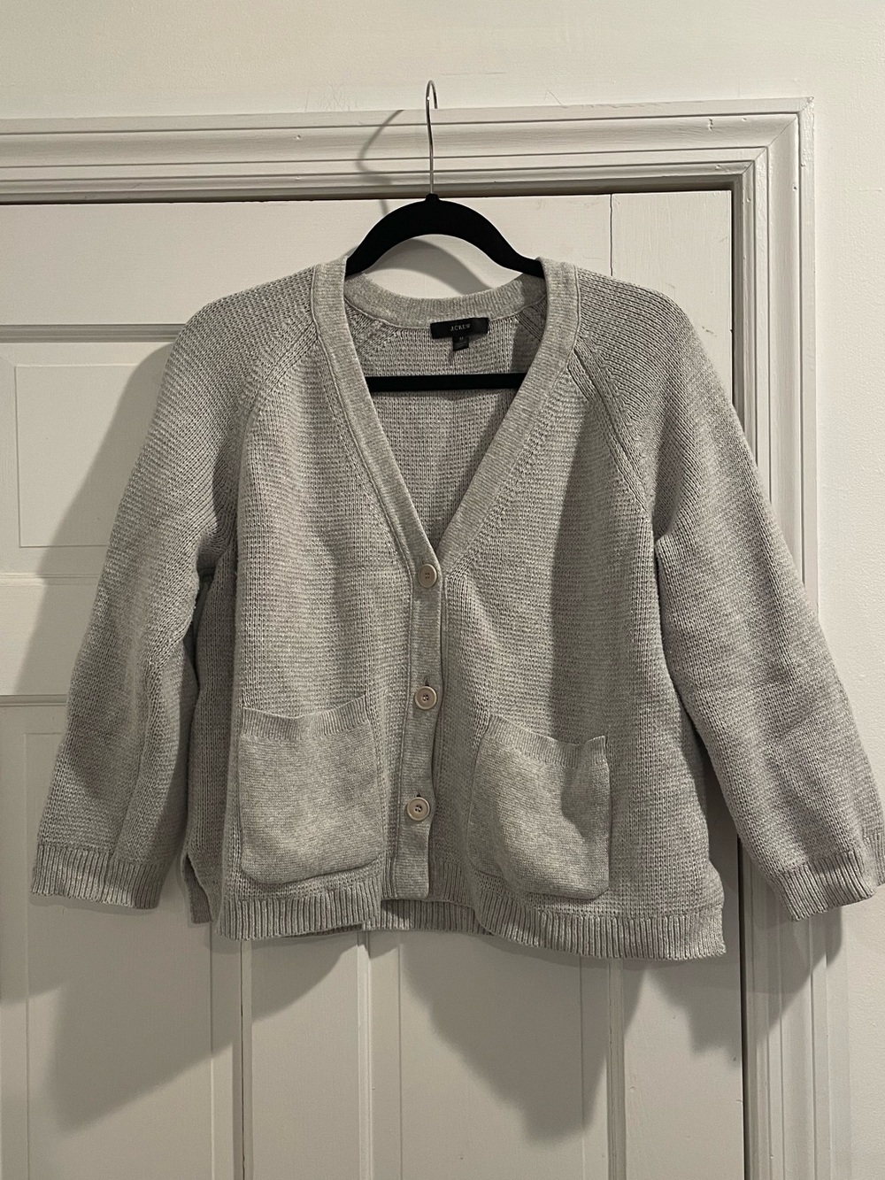 J. Crew Light Gray V-Neck Button Front Cardigan